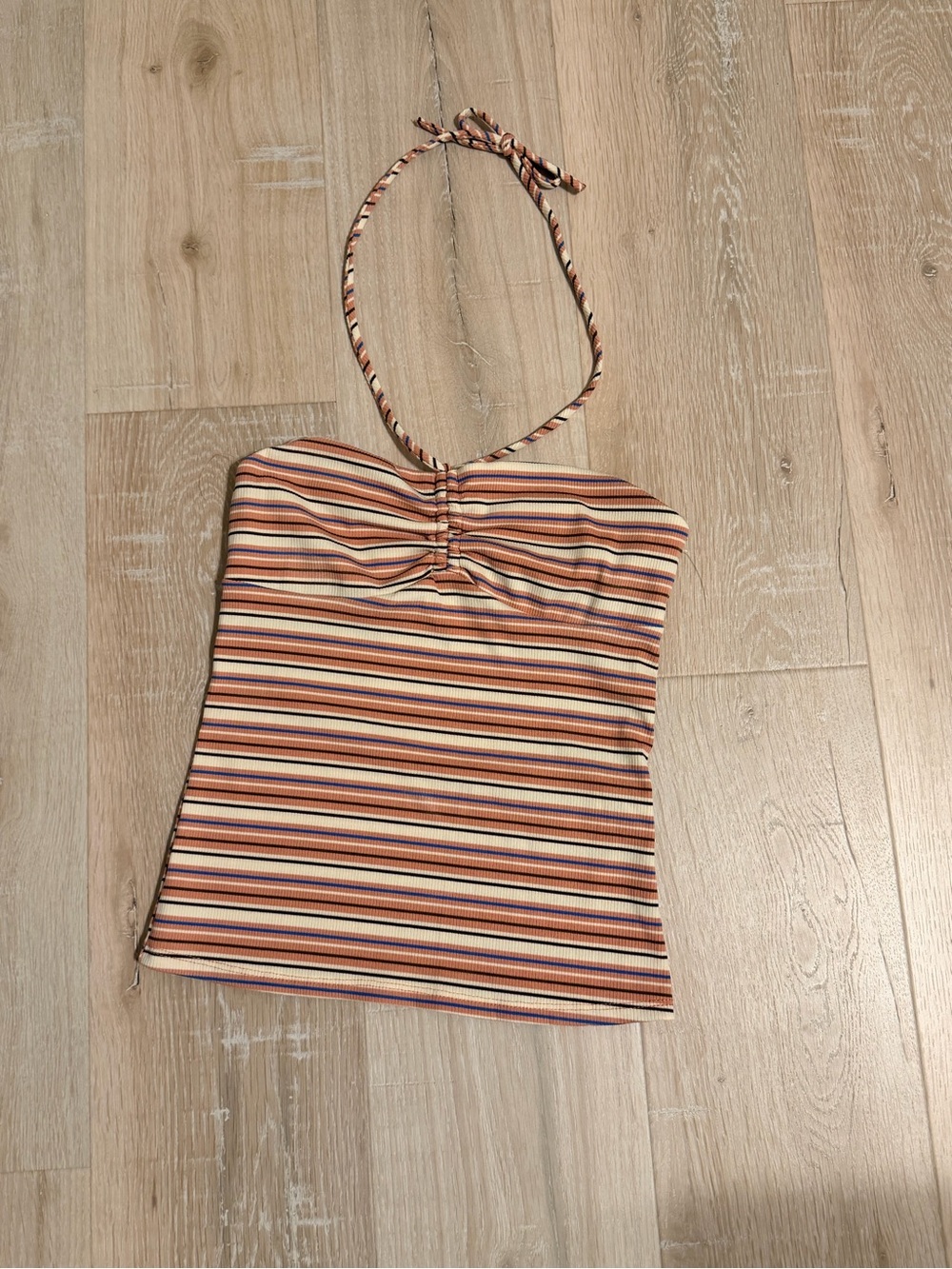 Gaze Striped Halter Tube Top in Peach and muave - Women size medium  NWOT